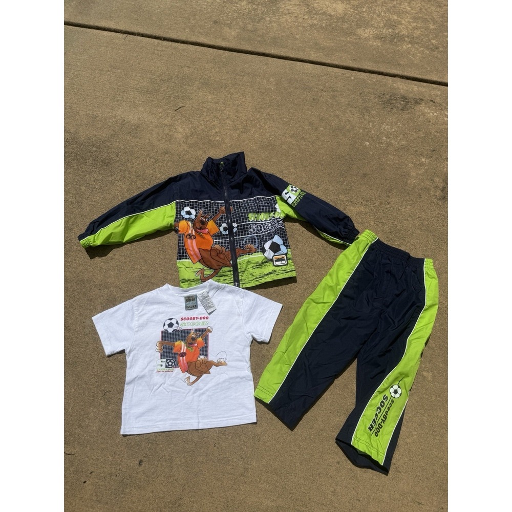 VTG 90s Scooby Doo 3T Toddler Cartoon Network Soccer Outfit Track Suit Wind Pant